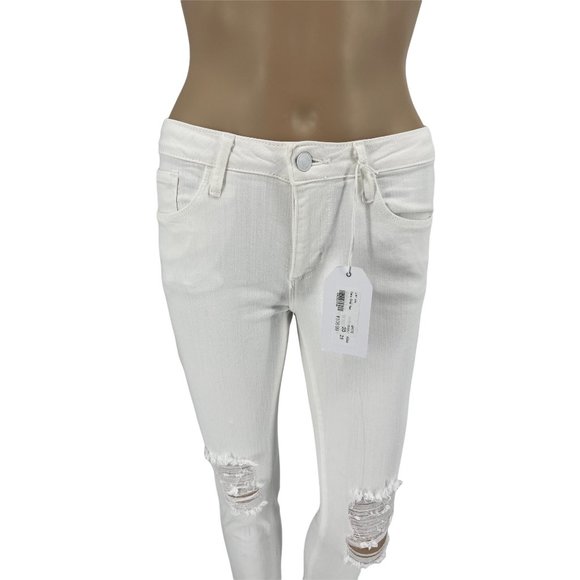 Just black Cora crop raw chewed hem jeans 25 white distressed - Picture 2 of 12